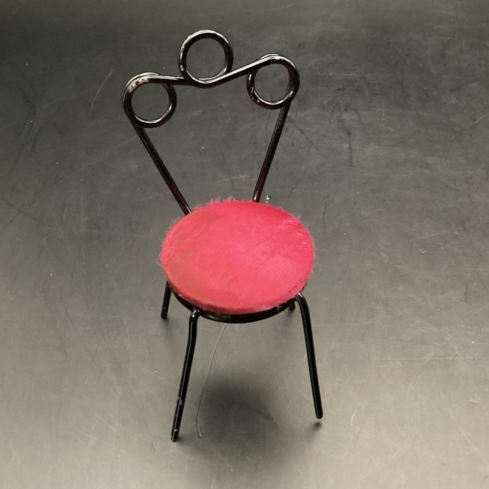 Antique Dollhouse Miniature Parlor Chair Made In Canada 3.5" Tall Red Seat